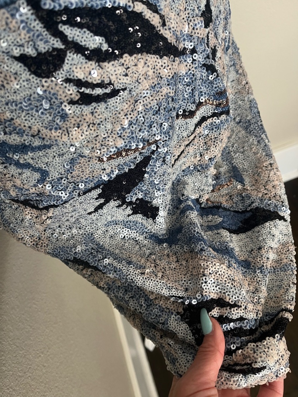 12th Tribe Silver and Blue Sequin Floral Two-Piece - Picture 7 of 8